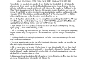 Chỉ thị 13/2005/CT-UBND quản lý chăn nuôi vận chuyển chế biến kinh doanh gia cầm chim cảnh Bến Tre