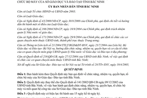 Quyết định 71/2005/QĐ-UB chức năng nhiệm vụ quyền hạn tổ chức Sở Giáo dục Đào tạo Bắc Ninh