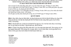 Quyết định 113/2005/QĐ-UB thẩm quyền xét duyệt phương án di dời-tái lập hệ thống công trình thông tin liên lạc địa bàn thành phố Hồ Chí Minh