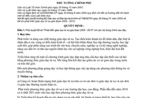 Quyết định 164/2005/QĐ-TTg đề án Phát triển giáo dục từ xa giai đoạn 2005 - 2010