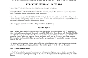 Quyết định 44/2005/QĐ-UBND chức năng nhiệm vụ quyền hạn cơ cấu Sở Văn hóa Cần Thơ