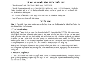 Quyết định số 2171/2005/QĐ-UBND tổ chức của Sở Văn hóa Thông tin Thừa Thiên Huế