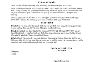 Quyết định 120/2005/QĐ-UB chức năng tổ chức Sở Văn hoá thông tin Bình Dương