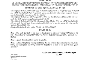 Quyết định 1206/2005/QĐ-SGD&ĐT tiếp nhận thuyên chuyển giáo viên Trường THPTchuyên Hà Nội - Amsterdam Trường THPT Chu Văn An