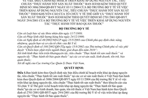 Quyết định 19/2005/QĐ-BYT áp dụng nguyên tắc tiêu chuẩn thực hành tốt sản xuất thuốc hướng dẫn quyết định 3886/2004/QĐ-BYT