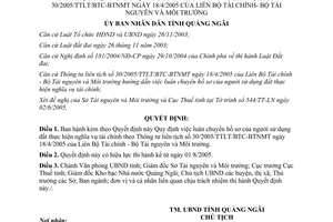 Quyết định 89/2005/QĐ-UBND người sử dụng đất thực hiện nghĩa vụ tài chính Quảng Ngãi