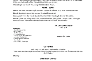 Quyết định 44/2005/QĐ-UBND thể thức kỹ thuật trình bày văn bản Bình Thuận