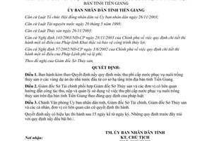 Quyết định 31/2005/QĐ-UBND phí cấp nước nuôi trồng thủy sản dự án Nhà nước đầu tư hạ tầng Tiền Giang