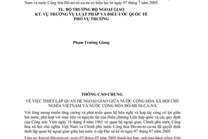 Thông cáo chung thiết lập quan hệ ngoại giao giữa Việt Nam Đô-mi-ni-ca-na 2005