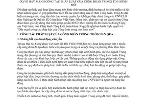 Nghị quyết 5A/2005/NQ-BCH đẩy mạnh công tác pháp luật của Công đoàn trong tình hình mới