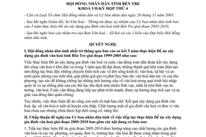 Nghị quyết 23/2005/NQ-HĐND thực hiện Đề án xây dựng gia đình văn hóa