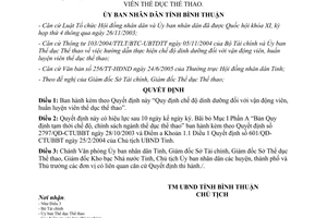 Quyết định 45/2005/QĐ-UBND chế độ dinh dưỡng vận động viên huấn luyện viên Bình Thuận