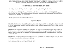 Quyết định 34/2005/QĐ-UBND thực hiện 39-NQ/TW phát triển kinh tế xã hội đảm bảo quốc phòng an ninh Quảng Bình