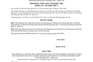 Nghị quyết 21/2005/NQ-HĐND quy chế hoạt động Hội đồng nhân dân Bến Tre