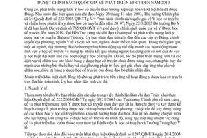 Chỉ thị 15/2005/CT-UBND triển khai 222/2003/QĐ-TTg phát triển Y học cổ truyền đến 2010 Bến Tre