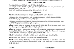 Quyết định 170/2005/QĐ-TTg chuẩn nghèo áp dụng giai đoạn 2006 - 2010