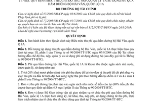 Quyết định 43/2005/QĐ-BTC mức thu, chế độ thu, nộp, quản lý sử dụng phí qua hầm đường bộ Hải Vân, quốc lộ 1A