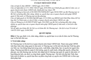 Quyết định 14/2005/QĐ-UBND  vị trí, chức năng, nhiệm vụ, quyền hạn cơ cấu tổ chức Sở Thương mại và Du lịch