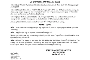 Quyết định 1975/2005/QĐ-UBND tổ chức hoạt động Sở Du lịch tỉnh An Giang