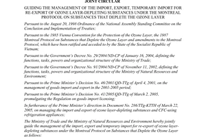 Joint circular No. 14/2005/TTLT-BTM-BTNMT guiding the management of the import