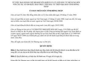 Quyết định 70/2005/QĐ-UB khuyến khích ưu đãi đầu tư đối với dự án Đồng Tháp