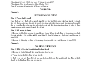 Nghị định 88/2005/NĐ-CP chính sách hỗ trợ, khuyến khích phát triển hợp tác xã