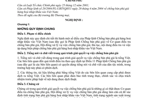 Nghị định 90/2005/NĐ-CP quy định chi tiết thi hành một số điều của Pháp lệnh Chống bán phá giá hàng hoá nhập khẩu vào Việt Nam