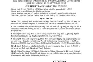 Quyết định 1983/2005/QĐ-CTUBND điều chỉnh mức kinh phí cuộc vận động Toàn dân đoàn kết xây dựng đời sống văn hóa khu dân cư bổ sung chính sách