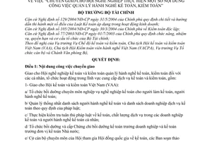 Quyết định 47/2005/QĐ-BTC chuyển giao cho Hội nghề nghiệp thực hiện quản lý hành nghề kế kiểm toán