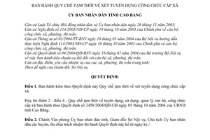 Quyết định 1613/2005/QĐ-UBND Quy chế tạm thời xét tuyển dụng công chức cấp xã