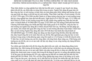 Chỉ thị 07/2005/CT-BXD thực hiện Nghị quyết 41-NQ/TW Quyết định 34/2005/QĐ-TTg ban hành chương trình hành động Chính Phủ công tác bảo vệ môi trường