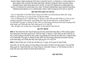 Quyết định 1447/QĐ-BXD Chương trình hành động Bảo vệ Môi trường ngành Xây dựng thực hiện Nghị quyết 41-NQ/TW QĐ 34/2005/QĐ-TTg