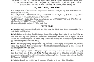 Quyết định 46/2005/QĐ-BTC mức chế độ thu, nộp, quản lý sử dung phí sử dụng đường bộ trạm Bến Thuỷ, quốc lộ 1A, tỉnh Nghệ An