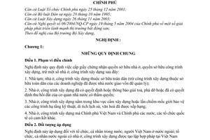 Nghị định 95/2005/NĐ-CP cấp giấy chứng nhận quyền sở hữu nhà ở, quyền sở hữu công trình xây dựng
