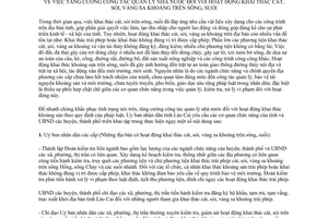 Chỉ thị 15/CT-UBND năm 2005 quản lý nhà nước khai thác cát sỏi vàng sa khoáng Lào Cai