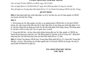 Quyết định 73/2005/QĐ.UBT Quy trình tiếp nhận và xử lý văn bản Sóc Trăng