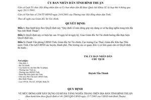 Quyết định 46/2005/QĐ-UBND mức đóng góp xây dựng nghĩa trang Bình Thuận