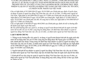 Thông tư 57/2005/TT-BTC hướng dẫn quản lý quyết toán kinh phí NSNN hỗ trợ cung ứng LĐ quản lý lao động Việt Nam làm việc  tổ chức cá nhân nước ngoài