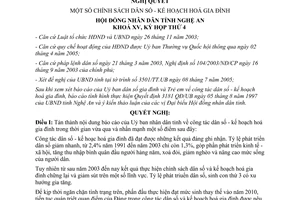 Nghị quyết 122/2005/NQ.HĐND-XV chính sách dân số kế hoạch hoá gia đình Nghệ An