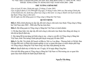 Quyết định 180/2005/QĐ-TTg điều chỉnh phương án sắp xếp đổi mới công ty nhà nước thuộc Tổng công ty Hàng hải Việt Nam năm 2005 - 2006