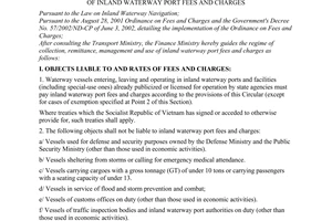 Circular No. 58/2005/TT-BTC of July 18, 2005 guiding the regime of collection, remittance, management and use of inland waterway port fees and charges