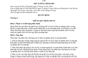 Quyết định 181/2005/QĐ-TTg phân loại, xếp hạng tổ chức sự nghiệp,dịch vụ công lập