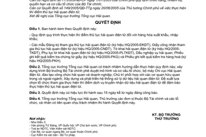 Quyết định 50/2005/QĐ-BTC quy trình thí điểm thủ tục hải quan điện tử hàng hóa xuất nhập khẩu