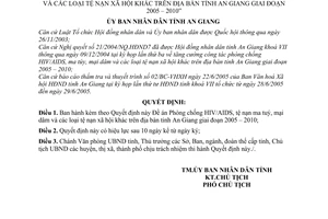 Quyết định 2039/2005/QĐ-UBND Đề án Phòng chống HIV/AIDS tệ nạn ma tuý mại dâm tệ nạn xã hội khác địa bàn tỉnh An Giang giai đoạn 2005 2010