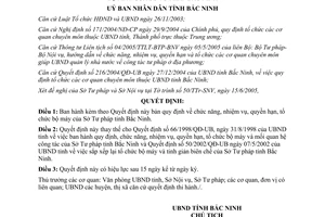 Quyết định 87/2005/QĐ-UBND nhiệm vụ quyền hạn cơ cấu tổ chức bộ máy Sở Tư pháp Bắc Ninh