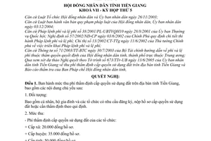 Nghị quyết 51/2005/NQ-HĐND thu phí thẩm định cấp quyền sử dụng đất trên địa bàn tỉnh Tiền Giang