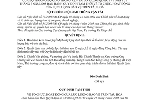 Quyết định 33/2005/QĐ-BGTVT  tổ chức, hoạt động lực lượng bảo vệ trên tầu hoả