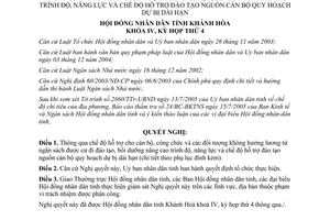 Nghị quyết 20/2005/NQ-HĐND hỗ trợ cán bộ công chức  nâng cao trình độ năng lực Khánh Hòa