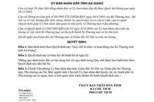 Quyết định 2081/2005/QĐ-UBND tổ chức và hoạt động Sở Thương mại An Giang