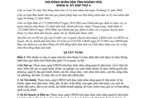 Nghị quyết 05/2005/NQ-HĐND4 tổ chức cơ quan chuyên môn Uỷ ban nhân dân Khánh Hòa